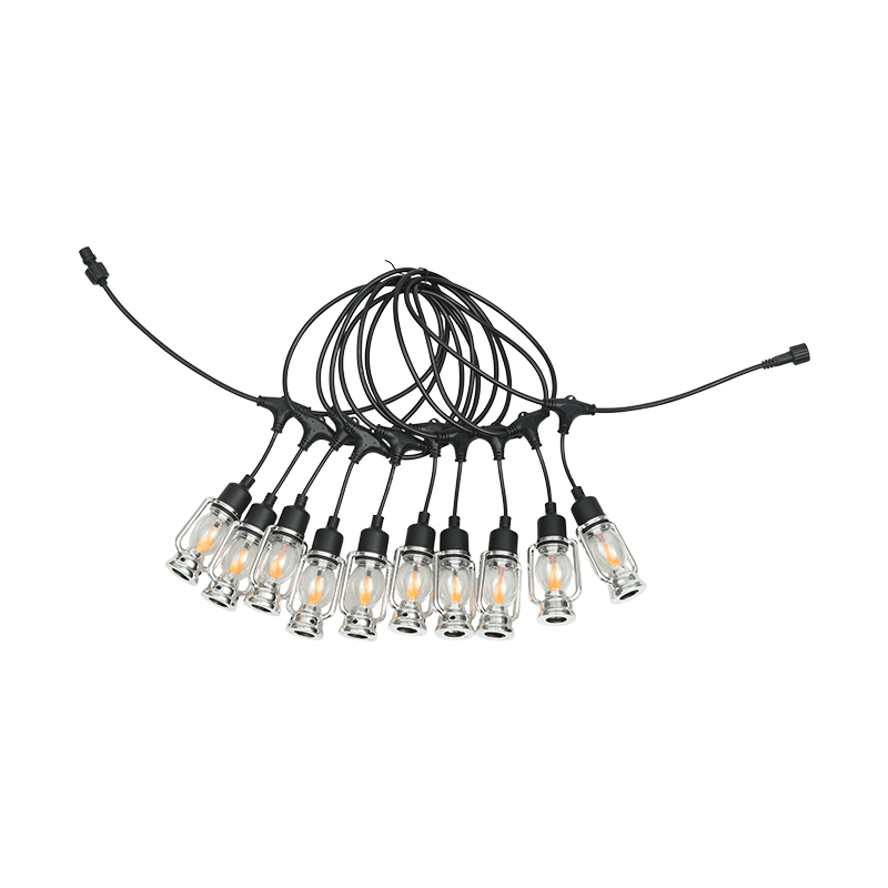 Rentetan lampu api gaya tanglung gerabak vintaj (perak, 5 meter 10 lampu)