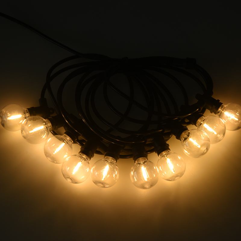 Lampu rentetan solar bersepadu G40 (pemegang lampu E12, 5 meter 10 lampu)