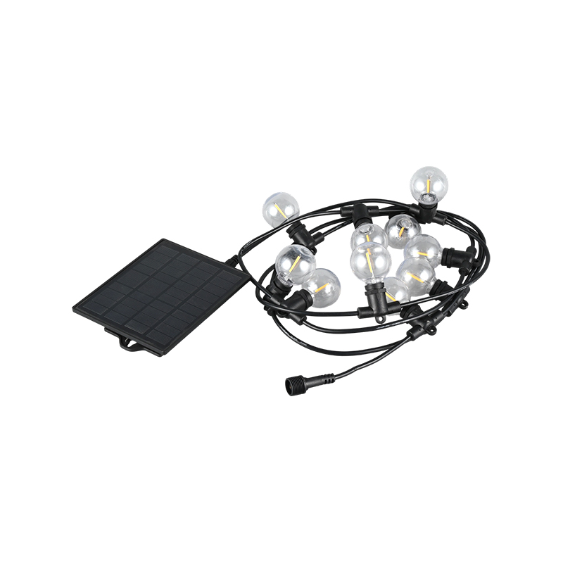 Lampu rentetan solar bersepadu G40 (pemegang lampu E12, 5 meter 10 lampu)